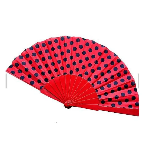 Flamenco-Handfächer, rot mit schwarzen Punkten