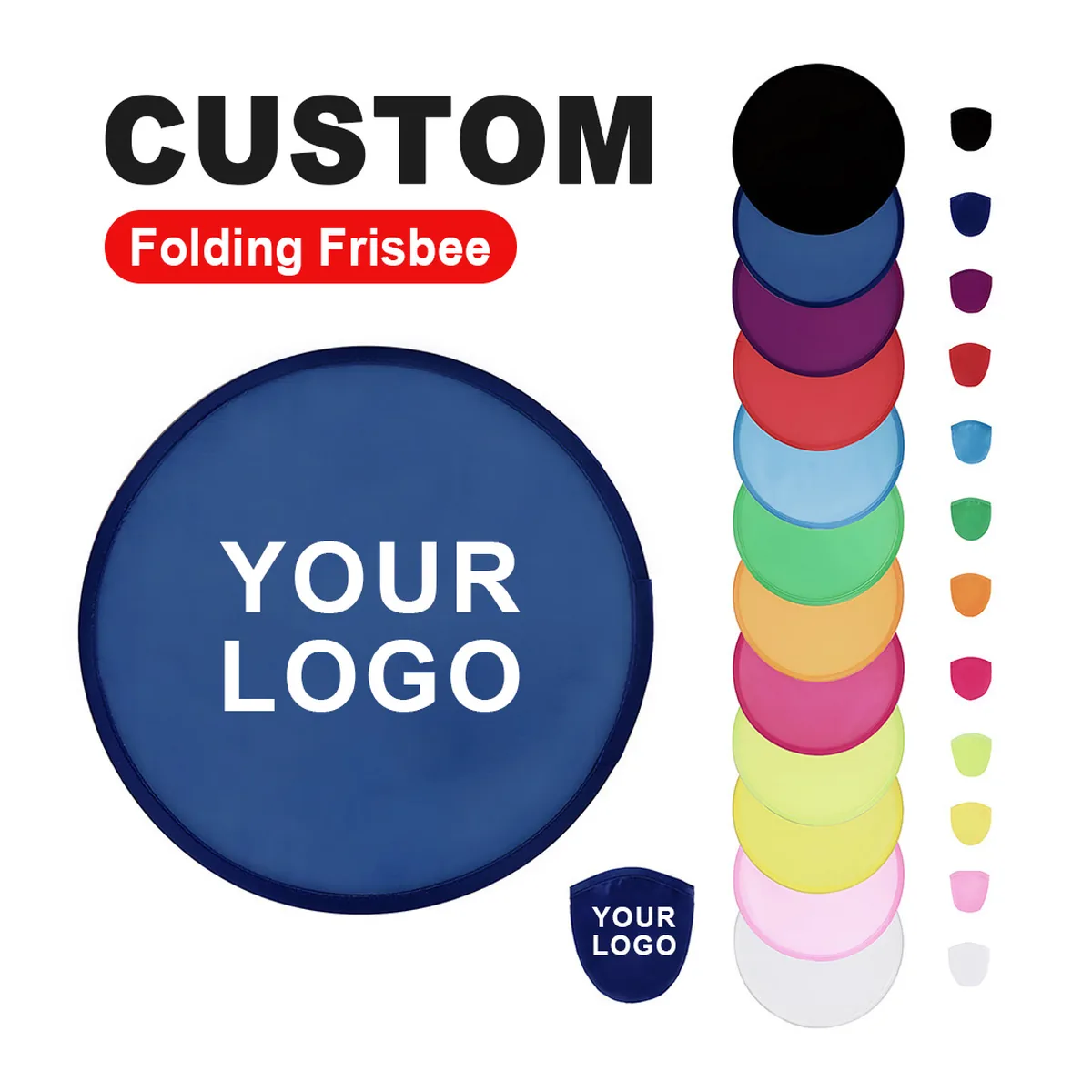 Frisbee-Handfächer personalisiert, Nylon rund, Taschenhülle, bedruckt mit Ihrem Logo