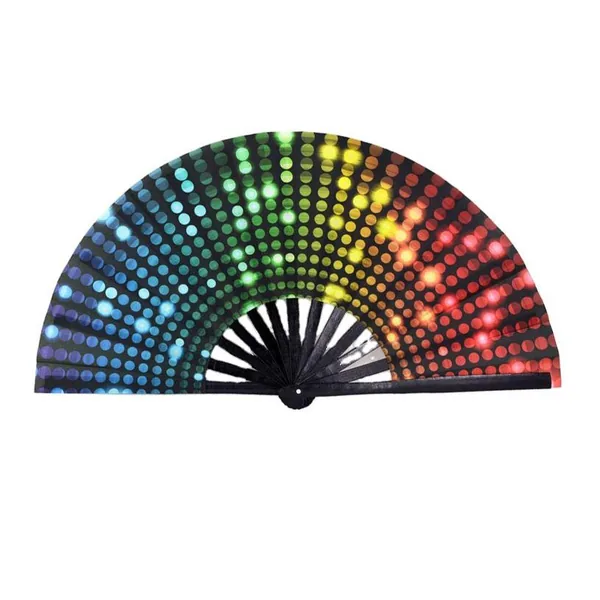 Großer Handfächer personalisiert 33 cm, Disco-Punkte
