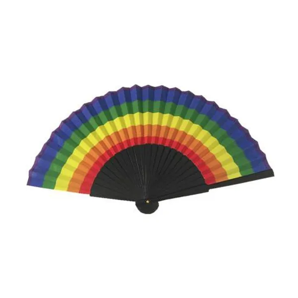 Regenbogen-Handfächer aus Holz, schwarze Streben
