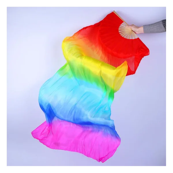 Seiden-Tanzfächer personalisiert, Regenbogenschleier
