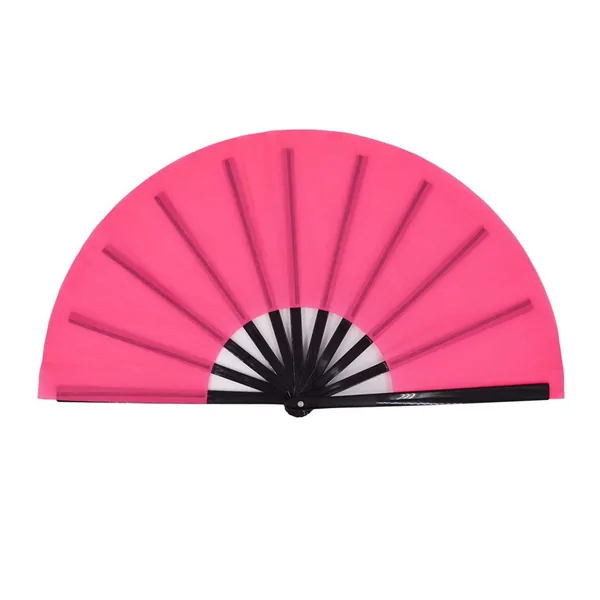 Unifarbener Handfächer personalisiert 33 cm, rosa, schwarze Streben